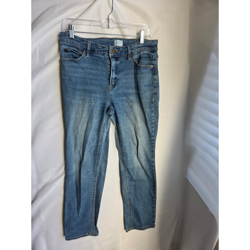 Time and Tru Straight Jeans Womens Short Blue Medium Wash Straight Mid